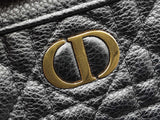 Christian Dior Caro Zipped Pouch In Black Cannage-quilted Calfskin Fw0526lzxzdu