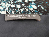 Alexander Mcqueen Blue Water Pattern Print Silk Wool Scarf Do1025lxzde