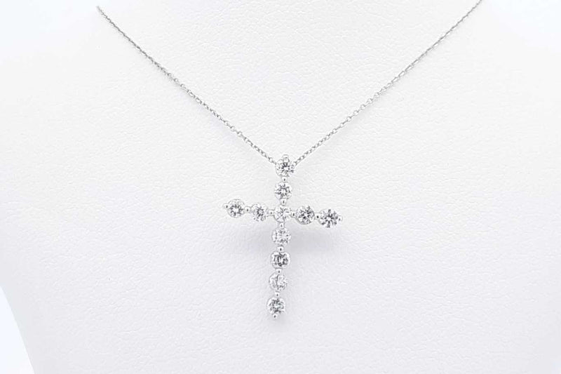 0.55ctw Lab Grown Diamond Cross 14k White Gold Necklace 1.4g 18 Inch Eb1124lesdu