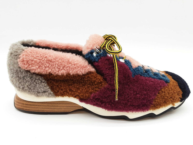 Fendi Patchwork Multicolored Shearling Shoes Size It 39 Do0925lxzde