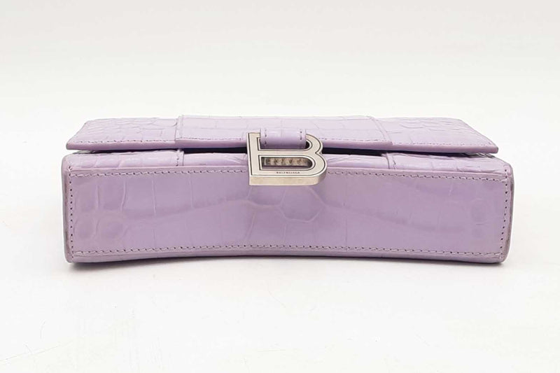 Balenciaga Shiny Calfskin Embossed Hourglass Chain Bag Lilac Sd0525pzxsa
