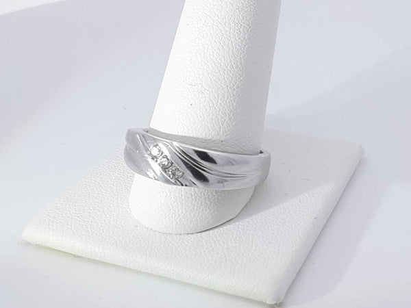 0.09 Cttw 10k White Gold 3.8 Grams Wedding Band Size 10 Aa0725lrzsa