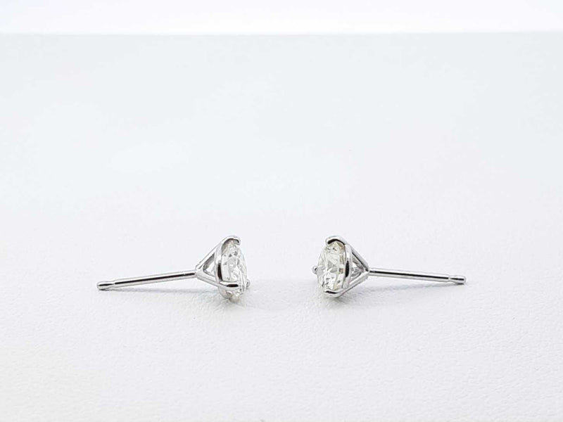1.0 Ctw Diamond & 14k White Gold Solitaire Stud Earrings 0.7 Grams Fw0225crzdu