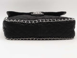 Chanel Black Washed Lambskin Chain Around Maxi Black Handbag Aa0426lozxsa