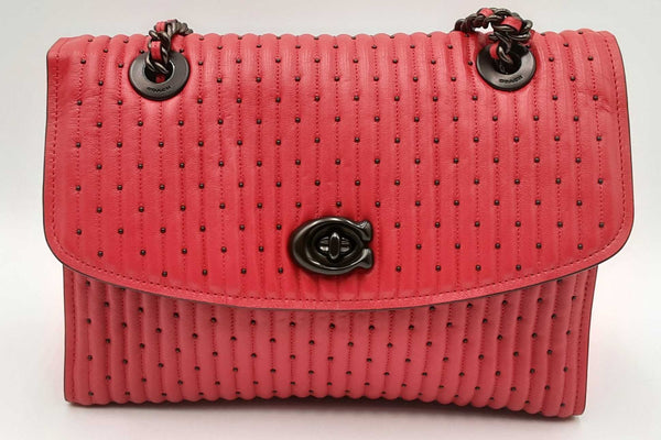 Coach Quilted & Rivets Parker Shoulder Bag In Red Eb0824ordu