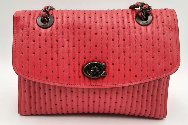 Coach Quilted Rivets Parker Shoulder Bag In Red Eb0824ordu Max Pawn