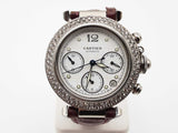Cartier 2412 36mm Pasha Chronograph White Grid Dial Steel Watch Do0625oxzxde