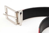 Burberry Navy House Check Reversible Belt With Silver Tone Buckle Eb0826pxde