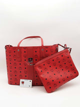Mcm Reversible Liz Tote Red With Pochette Handbag Aa1225orzsa