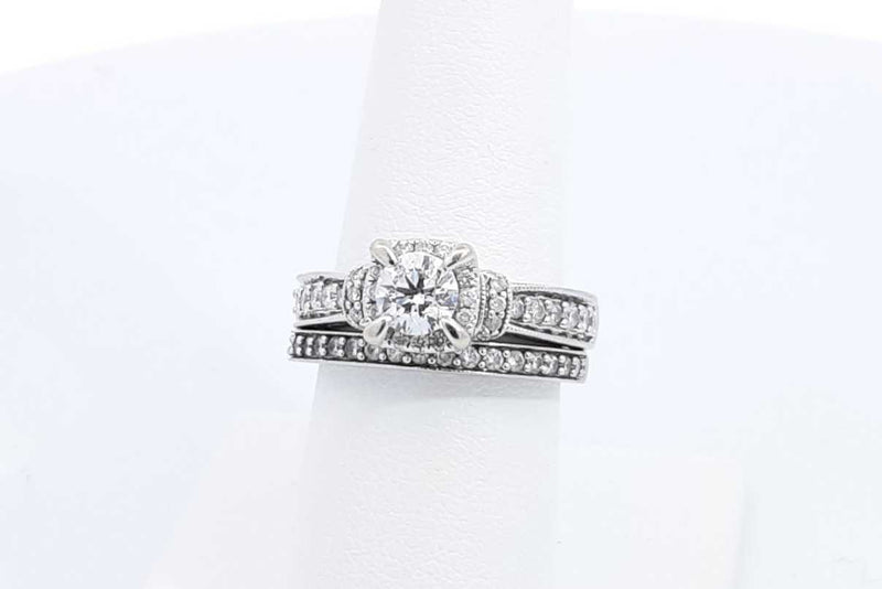 Approx. 1.15ctw Diamond Wedding Set 14k White Gold 8.1 Grams Size 7 Eb1224lxxzdu