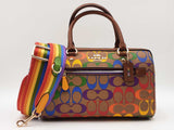 Coach Rowan Limited Edition Pride Satchel In Rainbow Signature Coated Canvas Fw0826lcrdu