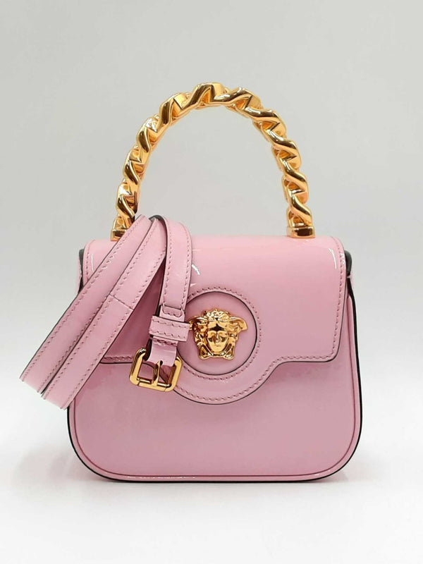 Versace La Medusa Mini Bag In Pink Patent Leather Fw1124cxzsa