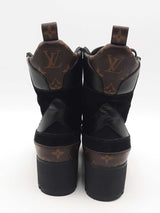 Louis Vuitton Monogram Canvas & Suede Laureate Platform Boots Sz 37.5 Eb326ocrsa