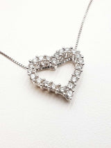 0.25 Ctw Diamond & 14k Gold Open Heart Pendant Necklace 2.9g 20 Inch Fw0826wzxdu