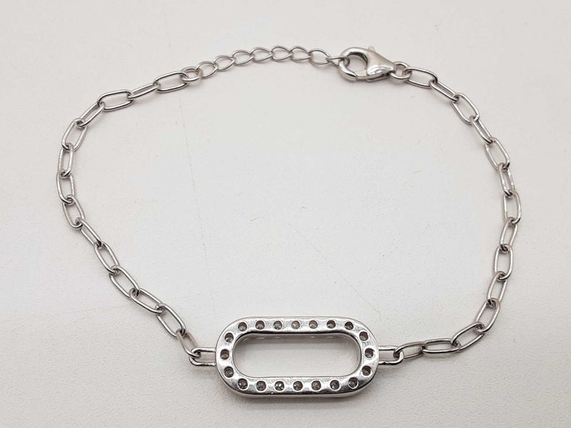 1.10 Cttw Lab Grown Diamonds 0.925 Silver 5.9g Chain Bracelet 8 In Do0325llpde