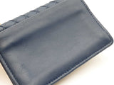Bottega Veneta Intrecciato Card Wallet In Navy Blue Leather Fw1025ozxdu