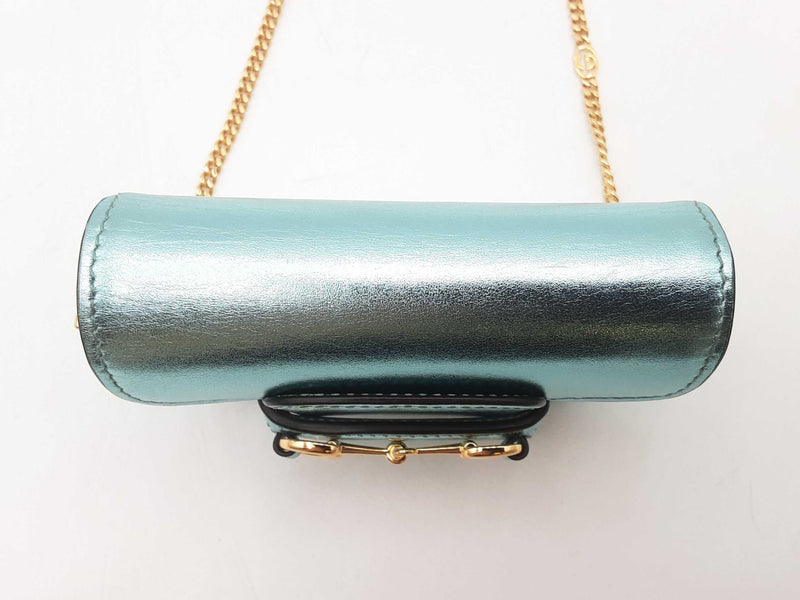 Gucci Horsebit Metallic Light Blue Leather 1955 Nano Bag Sd0825przsa