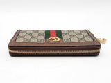 Gucci Ophidia Zip Wallet In Gg Supreme Coated Canvas & Brown Leather Fw1025ozxdu