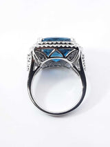 Effy London Blue Topaz & Diamond Halo Statement Ring In 14k White Gold 7.8 Grams Size 7 Fw0426lxzxdu