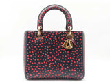 Christian Dior "I Love Paris" Medium Lady Dior Bag In Navy Leather Fw0926lwxzdu