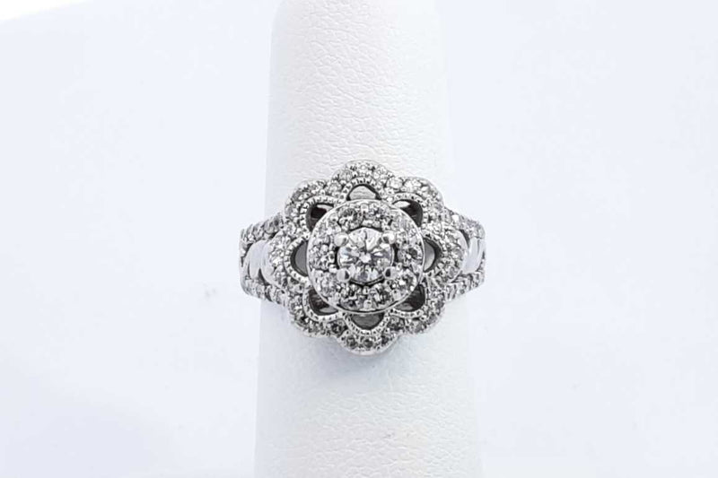 Aprox. 1.02ctw Diamond Ring In 14k White Gold 5.4 Grams Size 5 Eb0924ocrdu