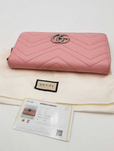Gucci Pink Quilted Chevron Leather Marmont Continental Wallet Eb0126lrxsa