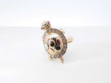 3 Legged Mama And Baby Turtle Locket Ring In 14k Tri-color Gold 8.8 Grams Size 6.5 Fw0726rzxdu