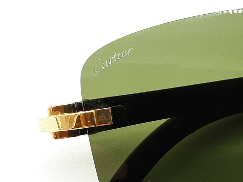 Cartier C Allonge De Cartier Rimless Green Lens Sunglasses Do0525llxzde
