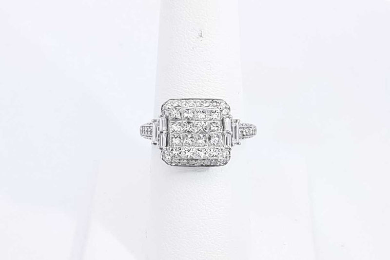 Diamond Approx. 1.78ctw Ring In 18k White Gold 5.98 Grams Size 6.75 Eb1023ppxsa