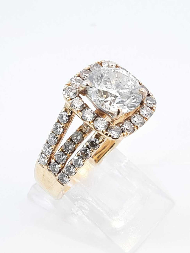 3.59 Cttw Diamond & 14k Yellow Gold Halo Ring 7.8 Grams Size 5.75 Fworxzdu