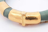 Jade Hinged Bangle Bracelet With 22k Yellow Gold Clasp 56.37 Grams Eb1124oxzsa