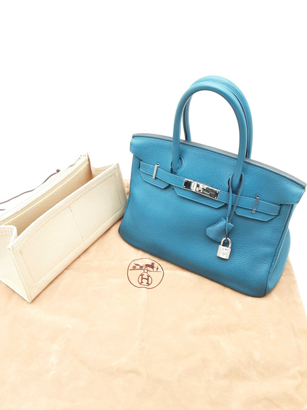 Hermes Birkin 30 Vert Bosphore Teal Clemence Palladium Handbag Do0923lwxzxde