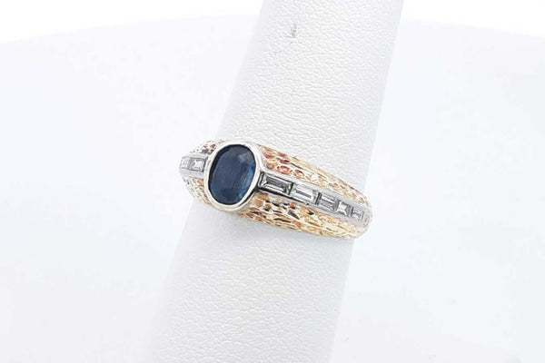 Blue Gemstone & Diamond Ring In 14k Yellow Gold 3.36 Grams Size 6.75 Eb1024lorsq