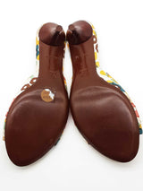 Louis Vuitton Logo Floral Motif Open Toe Kitten Heels Size 37 Eb1125lxzde