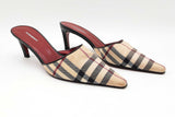 Burberry Nova Check Kitten Heel Mules In Cotton Canvas Size 36.5 Fw1225wxdu
