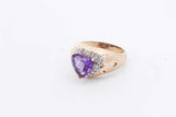 Heart Shaped Purple Gemstone & Diamond Ring 14k Yellow Gold 4.6g Sz 6 Eb426wxzsa