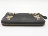 Coach Flowered Embroidered Black Leather Zippy Wallet Do0525pxde