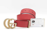 Gucci Torchon Double G 40mm Belt In Hibiscus Red Leather Size 80|32 Fw0326crdu