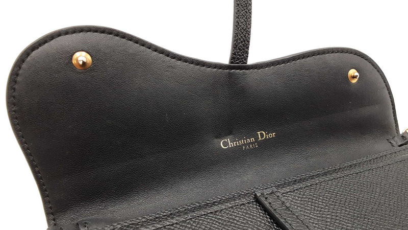 Christian Dior Saddle Wallet With Chain In Black Leather Fw1025pzxdu