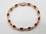 Red Garnet 14k Yellow Gold 9.73g Tennis Bracelet 7.25 In Do0325rxzde