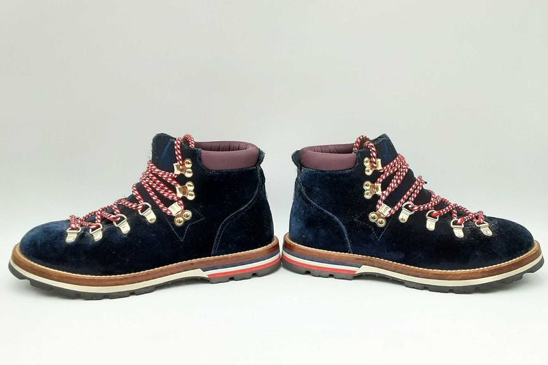 Moncler Blanche Navy Velvet Hiking Boots Size 37 Eb0924lxzdu