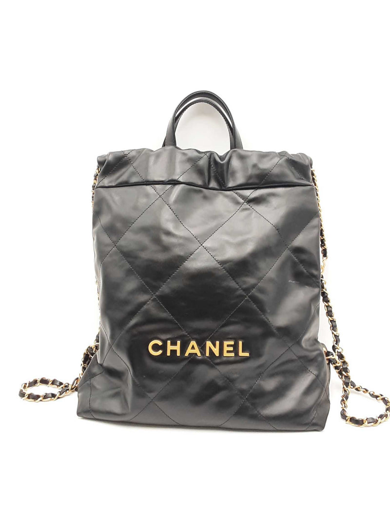 Chanel 22 Black Quilted Leather Backpack Eb0225olxzsa