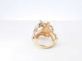 14k Yellow Gold Sculptural Horse Ring 9.8 Grams Size 8 Fw0726iordu