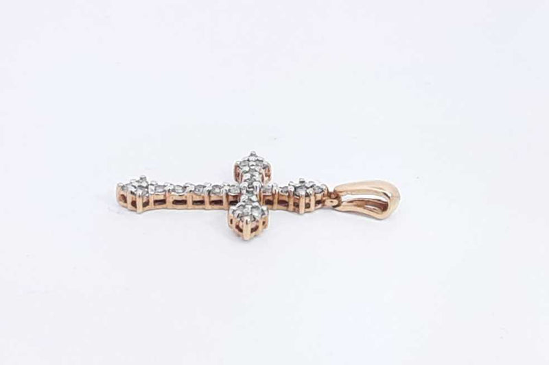 Approx. 0.24ctw Diamond Cross Pendant In 10k Yellow Gold 1.1 Grams Eb1124prsa