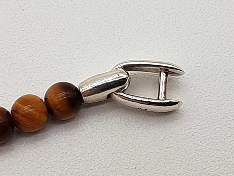 David Yurman 0.925 Silver Cross Tiger's Eye Beaded Bracelet 7.5 In Do1125lxzde
