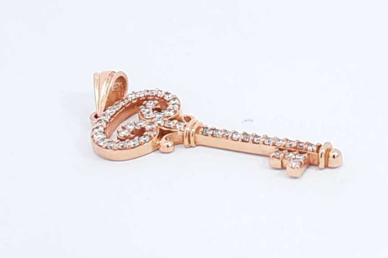 Approx. 0.4ctw Diamond Key Pendant In 14k Rose Gold 3.1 Grams Eb0125oxzdu