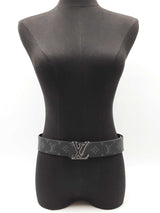 Louis Vuitton Monogram Eclipse Coated Canvas & Black Leather 40mm Belt Strap With Silver-tone Initiales Buckle Size 85|34 Fw0726lcrdu