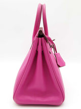 Hermes Birkin 25 Pink Chevre Mysore Red Interior Palladium Handbag Do0925lirxzde