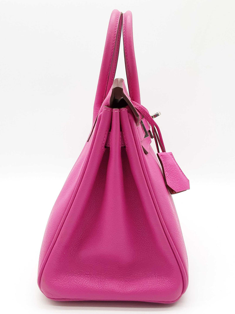 Hermes Birkin 25 Pink Chevre Mysore Red Interior Palladium Handbag Do0925lirxzde
