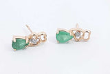 Green Gemstone & Diamond Stud Earrings In 10k Yellow Gold 1.5 Grams Eb0724wxsa